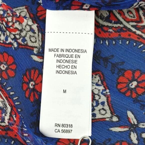 Lucky Brand Peasant Top Womens Medium Blue Sheer Lace Crochet Boho Vibe - Picture 13 of 13